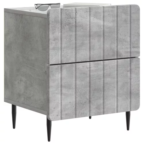  Éjjeliszekrény 2 pcs Betonszürke 43 x 34,5 x 49,5 cm Szerelt Fa
