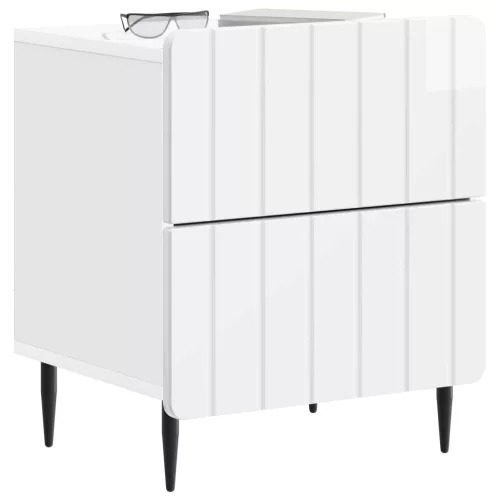  Éjjeliszekrény Magasfényű Fehér 43 x 34,5 x 49,5 cm Szerelt Fa