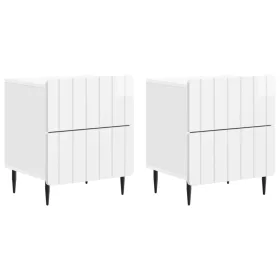    Éjjeliszekrény 2 pcs Magasfényű Fehér 43 x 34,5 x 49,5 cm