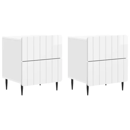  Éjjeliszekrény 2 pcs Magasfényű Fehér 43 x 34,5 x 49,5 cm
