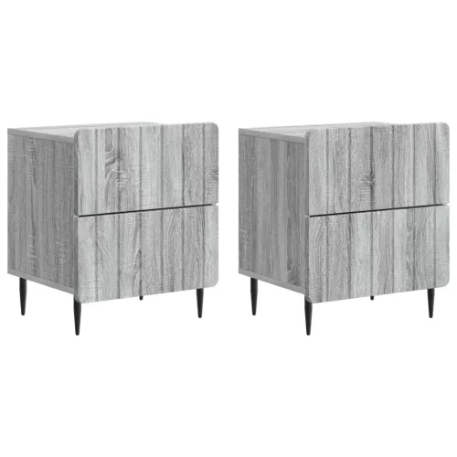  Éjjeliszekrény fiókkal 2 pcs Szürke Sonoma 43 x 34,5 x 49,5 cm