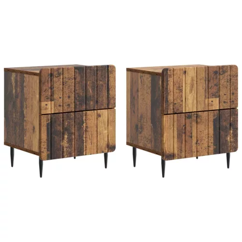 Éjjeliszekrény 2 pcs Antik Fa 43 x 34,5 x 49,5 cm Szerelt Fa