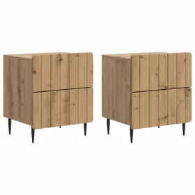    Éjjeliszekrény fiókkal 2 pcs Kézműves Tölgy 43 x 34,5 x 49,5 cm