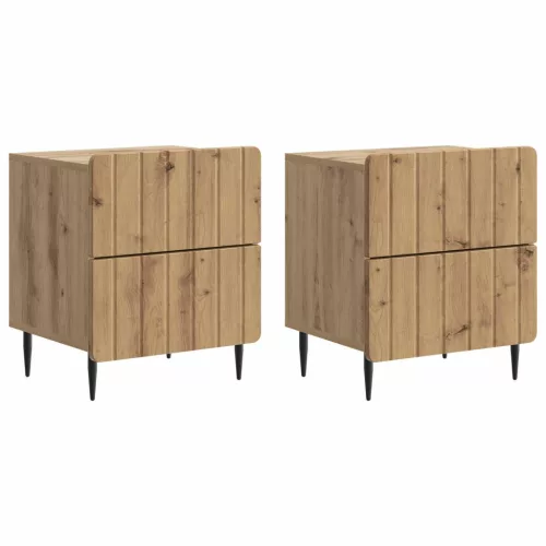  Éjjeliszekrény fiókkal 2 pcs Kézműves Tölgy 43 x 34,5 x 49,5 cm