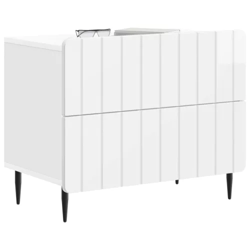  Éjjeliszekrény Magasfényű Fehér 62 x 34,5 x 49,5 cm Szerelt Fa