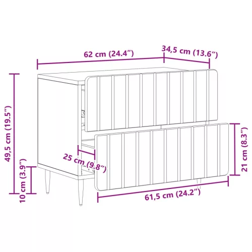  Éjjeliszekrény fiókkal Antik Fa 62 x 34,5 x 49,5 cm Szerelt Fa