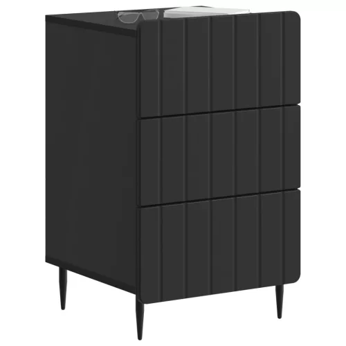  Éjjeliszekrény fiókkal Fekete 43x 41 x 68 cm Szerelt Fa