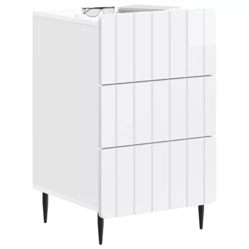  Éjjeliszekrény Magasfényű Fehér 43x 41 x 68 cm Szerelt Fa