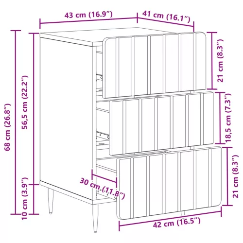  Éjjeliszekrény fiókkal Antik Fa 43x 41 x 68 cm Szerelt Fa