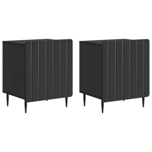  Éjjeliszekrény 2 pcs Fekete 43 x 34,5 x 52 cm Szerelt Fa