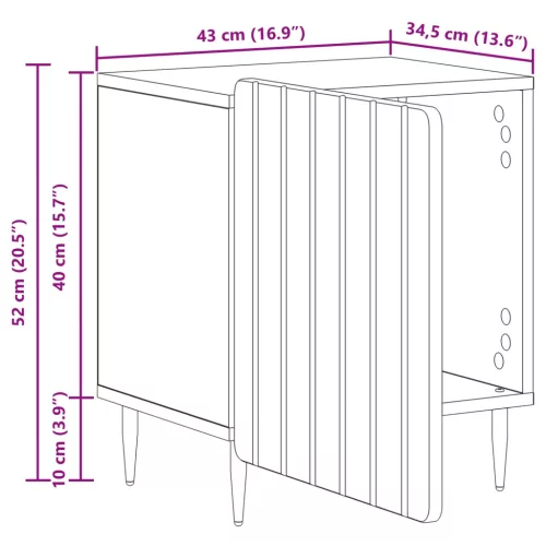  Éjjeliszekrény Magasfényű Fehér 43 x 34,5 x 52 cm Szerelt Fa