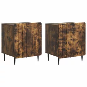    Éjjeliszekrény 2 pcs Füstös Tölgy 43 x 34,5 x 52 cm Szerelt Fa