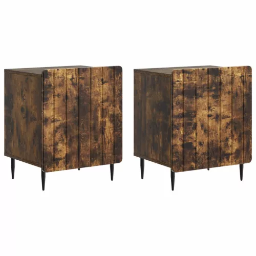  Éjjeliszekrény 2 pcs Füstös Tölgy 43 x 34,5 x 52 cm Szerelt Fa