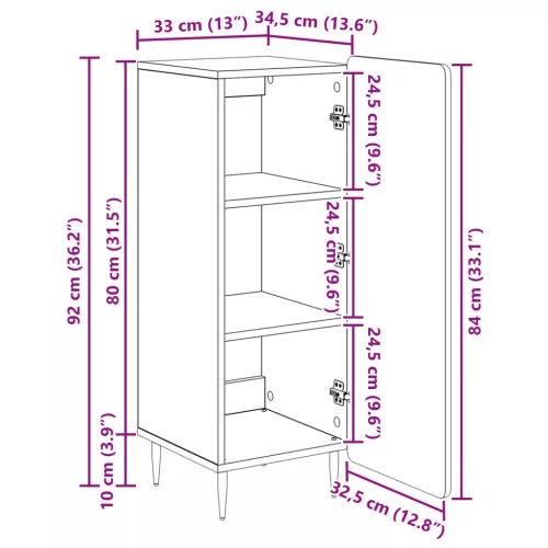  Széf Szürke Sonoma 34,5 x 33 x 92 cm Szerelt Fa