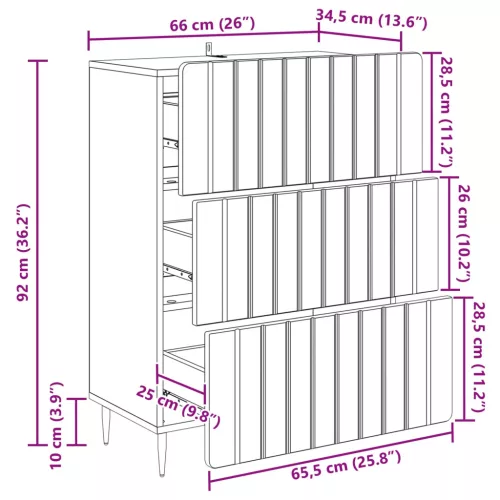  Fiókos szekrény Betonszürke 66 x 34,5 x 92 cm Szerelt Fa