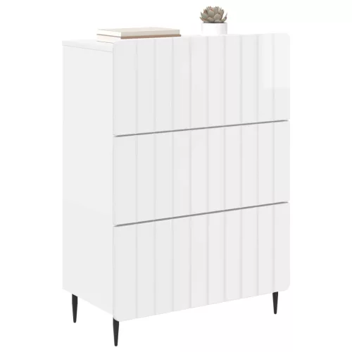  Fiókos szekrény Magasfényű Fehér 66 x 34,5 x 92 cm Szerelt Fa