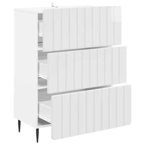  Fiókos szekrény Magasfényű Fehér 66 x 34,5 x 92 cm Szerelt Fa