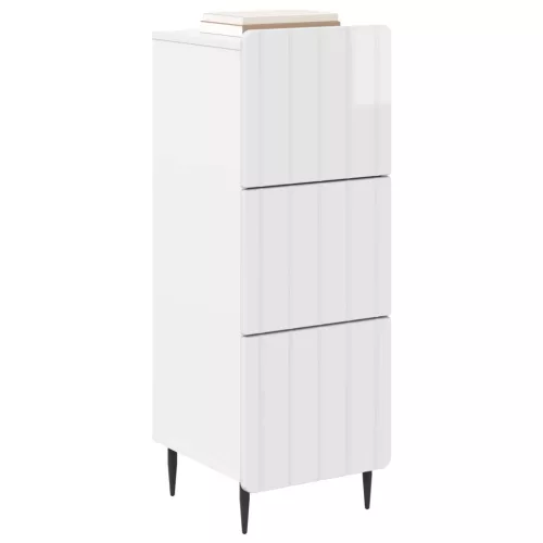  Fiókos szekrény Magasfényű Fehér 33 x 34,5 x 92 cm Szerelt Fa