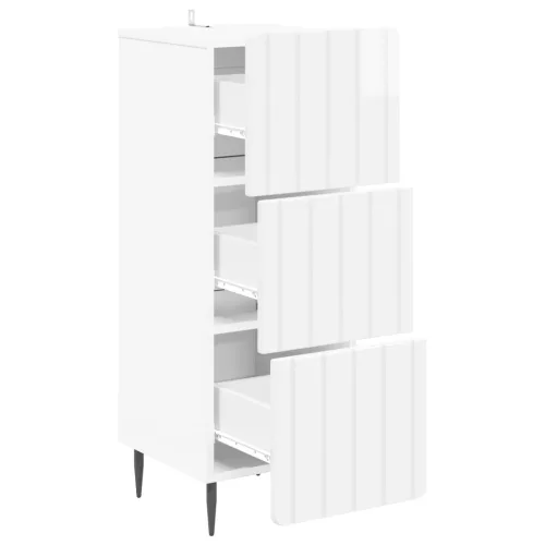  Fiókos szekrény Magasfényű Fehér 33 x 34,5 x 92 cm Szerelt Fa