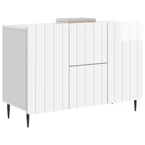  Széf fiókkal Magasfényű Fehér 89 x 34,5 x 62 cm Szerelt Fa