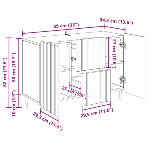  Széf fiókkal Füstös Tölgy 89 x 34,5 x 62 cm Szerelt Fa