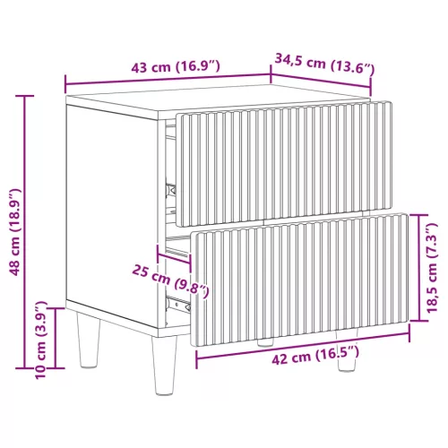  Éjjeliszekrény fiókkal 2 pcs Fehér 43 x 34,5 x 48 cm Szerelt Fa