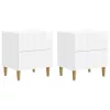  Éjjeliszekrény fiókkal 2 pcs Magasfényű Fehér 43 x 34,5 x 48 cm