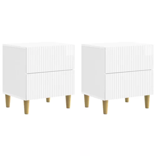 Éjjeliszekrény fiókkal 2 pcs Magasfényű Fehér 43 x 34,5 x 48 cm