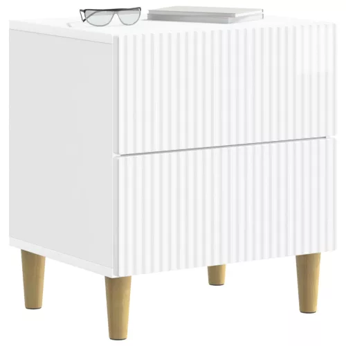  Éjjeliszekrény fiókkal 2 pcs Magasfényű Fehér 43 x 34,5 x 48 cm