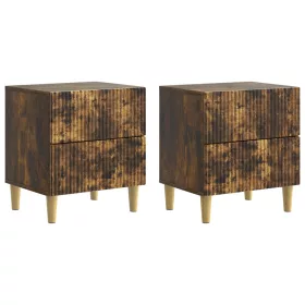    Éjjeliszekrény 2 pcs Füstös Tölgy 43 x 34,5 x 48 cm Szerelt Fa