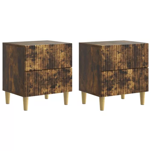  Éjjeliszekrény 2 pcs Füstös Tölgy 43 x 34,5 x 48 cm Szerelt Fa