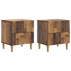    Éjjeliszekrény 2 pcs Antik Fa 43 x 34,5 x 48 cm Szerelt Fa