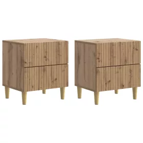    Éjjeliszekrény fiókkal 2 pcs Kézműves Tölgy 43 x 34,5 x 48 cm