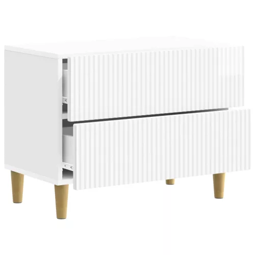  Éjjeliszekrény Magasfényű Fehér 62 x 34,5 x 48 cm Szerelt Fa