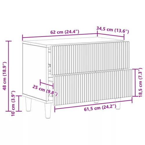  Éjjeliszekrény Füstös Tölgy 62 x 34,5 x 48 cm Szerelt Fa