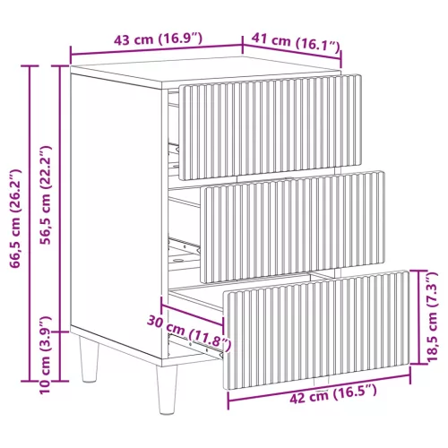  Éjjeliszekrény fiókkal Antik Fa 43 x 41 x 66,5 cm Szerelt Fa