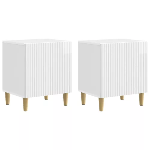  Éjjeliszekrény 2 pcs Magasfényű Fehér 43 x 34,5 x 50 cm