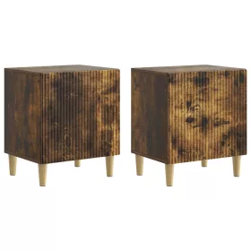    Éjjeliszekrény 2 pcs Füstös Tölgy 43 x 34,5 x 50 cm Szerelt Fa