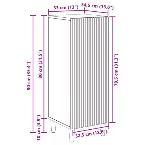  Széf Betonszürke 33 x 34,5 x 90 cm Szerelt Fa