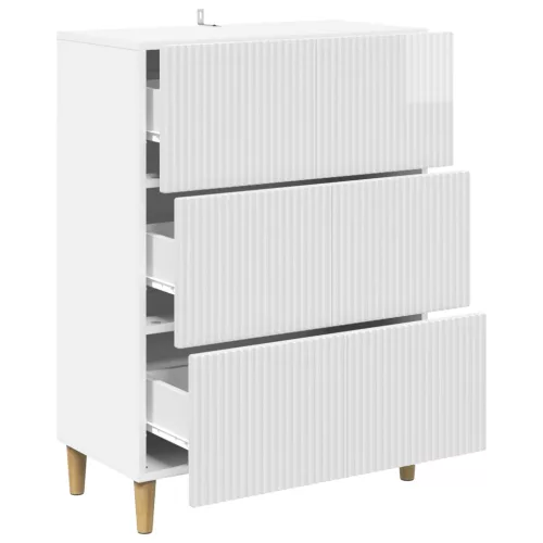  Fiókos szekrény Magasfényű Fehér 66 x 34,5 x 90 cm Szerelt Fa