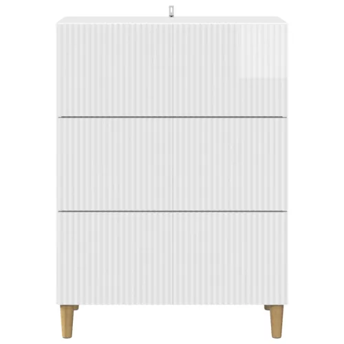  Fiókos szekrény Magasfényű Fehér 66 x 34,5 x 90 cm Szerelt Fa