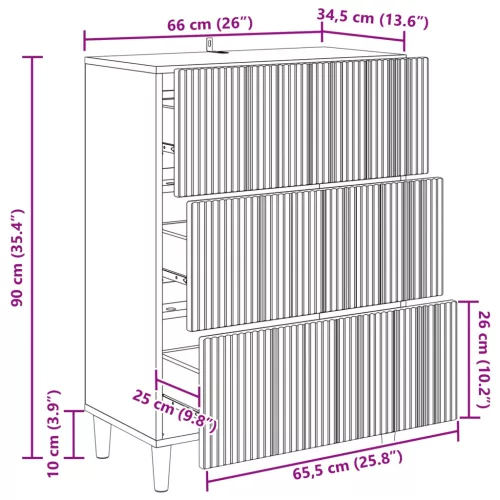  Fiókos szekrény Magasfényű Fehér 66 x 34,5 x 90 cm Szerelt Fa