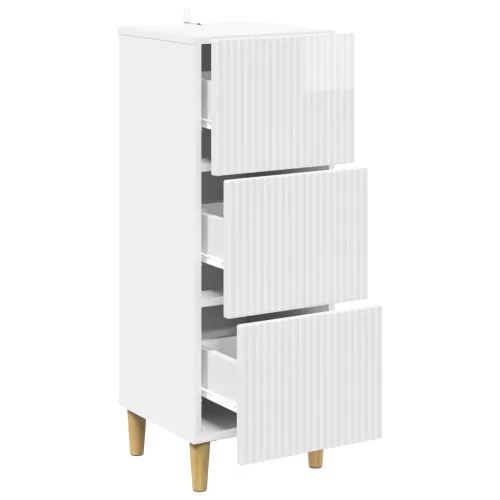  Fiókos szekrény Magasfényű Fehér 33 x 34,5 x 90 cm Szerelt Fa