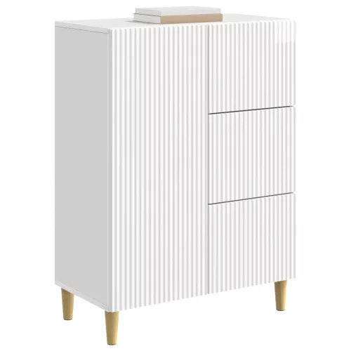  Széf fiókkal Magasfényű Fehér 66 x 34,5 x 90 cm Szerelt Fa