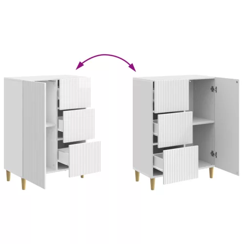  Széf fiókkal Magasfényű Fehér 66 x 34,5 x 90 cm Szerelt Fa