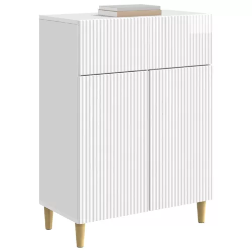  Széf fiókkal Magasfényű Fehér 66 x 34,5 x 90 cm Szerelt Fa