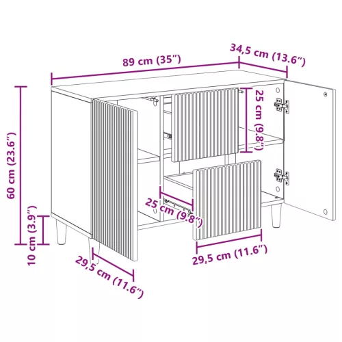  Széf fiókkal Füstös Tölgy 89 x 34,5 x 60 cm Szerelt Fa