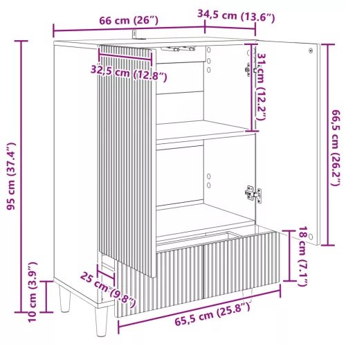  Széf fiókkal Magasfényű Fehér 66 x 34,5 x 95 cm Szerelt Fa