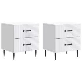    Éjjeliszekrény 2 pcs Fehér 43 x 34,5 x 47,5 cm Szerelt Fa