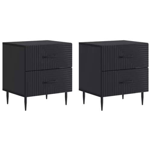  Éjjeliszekrény 2 pcs Fekete 43 x 34,5 x 47,5 cm Szerelt Fa